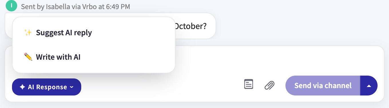 The AI Response menu