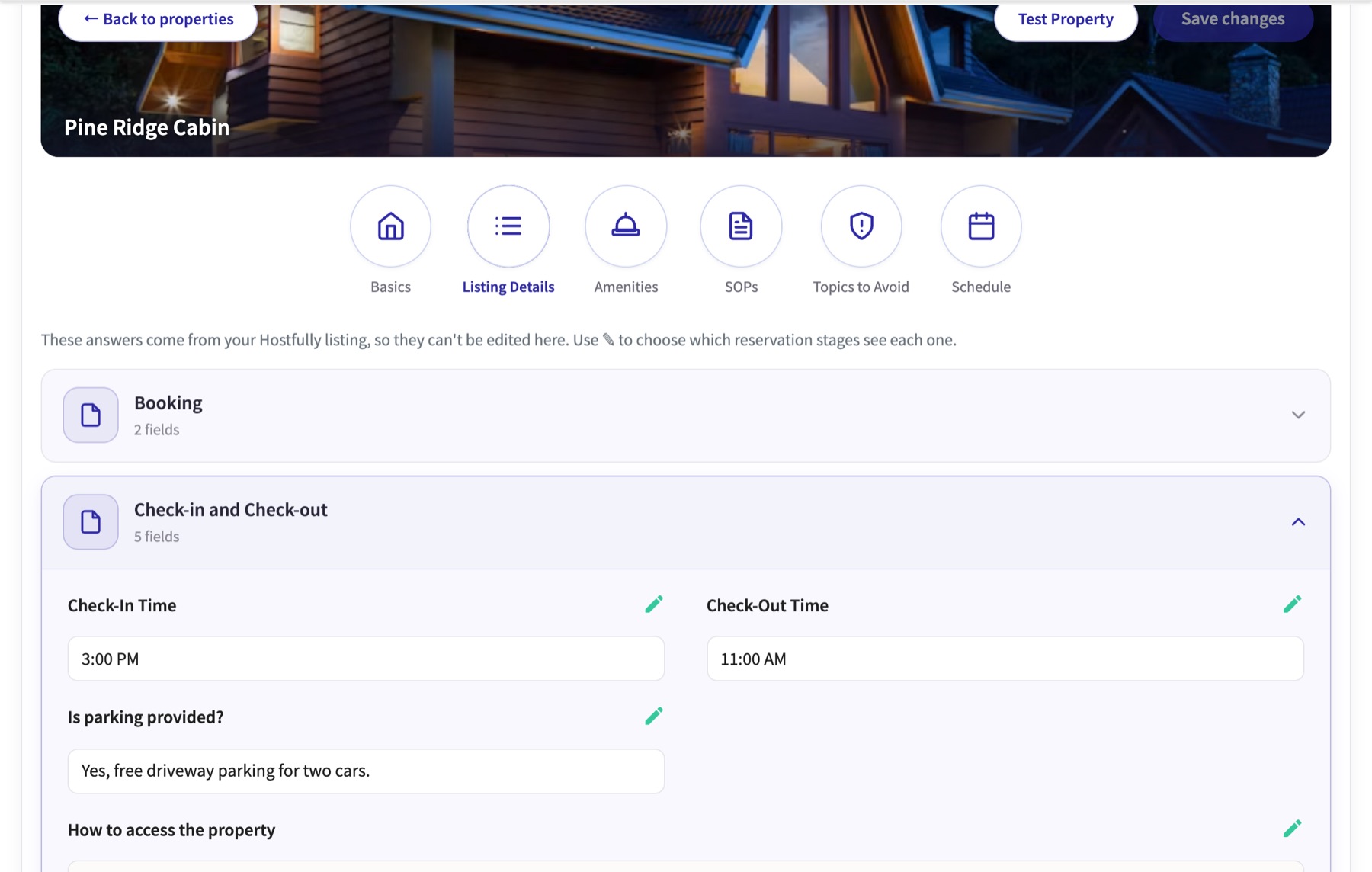 Listing Details → Check-in and Check-out