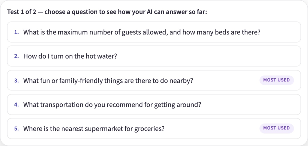Test 1 of 2: choose a question